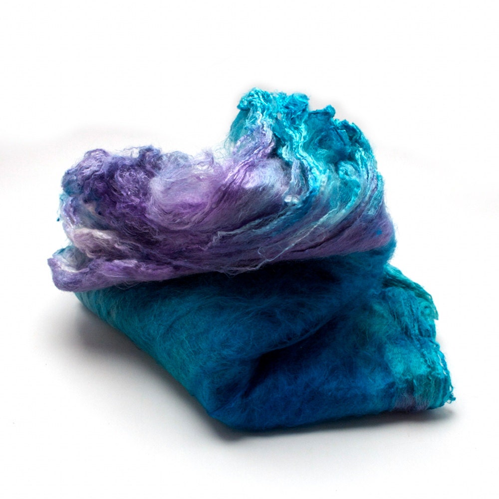 Hand-dyed Silk Mawatas (Hankies) for Spinning or Knitting- 1.1 ounces