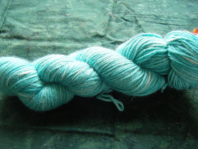 Alpaca Merino Silk Worsted wt 250 yds light teal color varigated