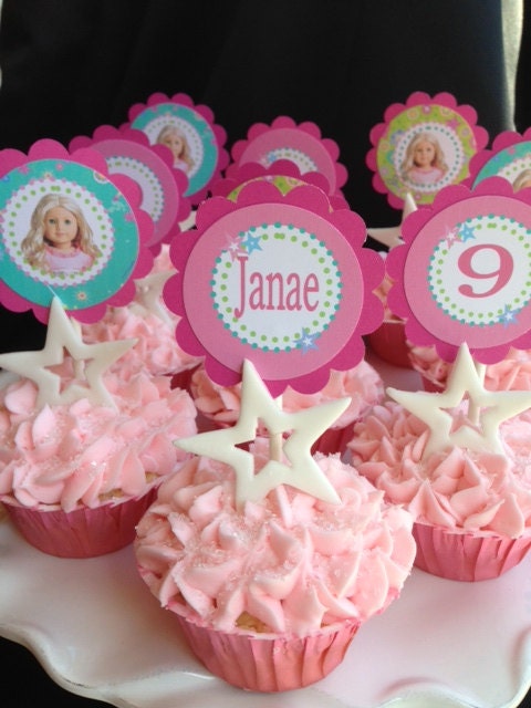 American girl crafts doll party COLLECTION cupcake toppers favors food sweet labels Water bottle Birthday Banner Printable YOU CHOOSE Dolls