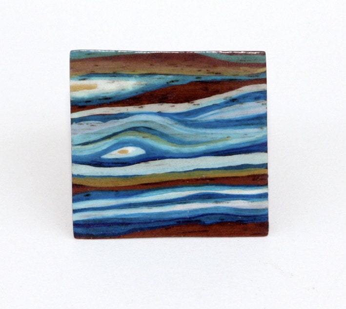 Water Woodgrain Painting on Rosewood Ring