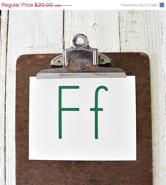 50% Off Sale Flash Card Letter F Nursery Art Wall Decor Paper Ephemera