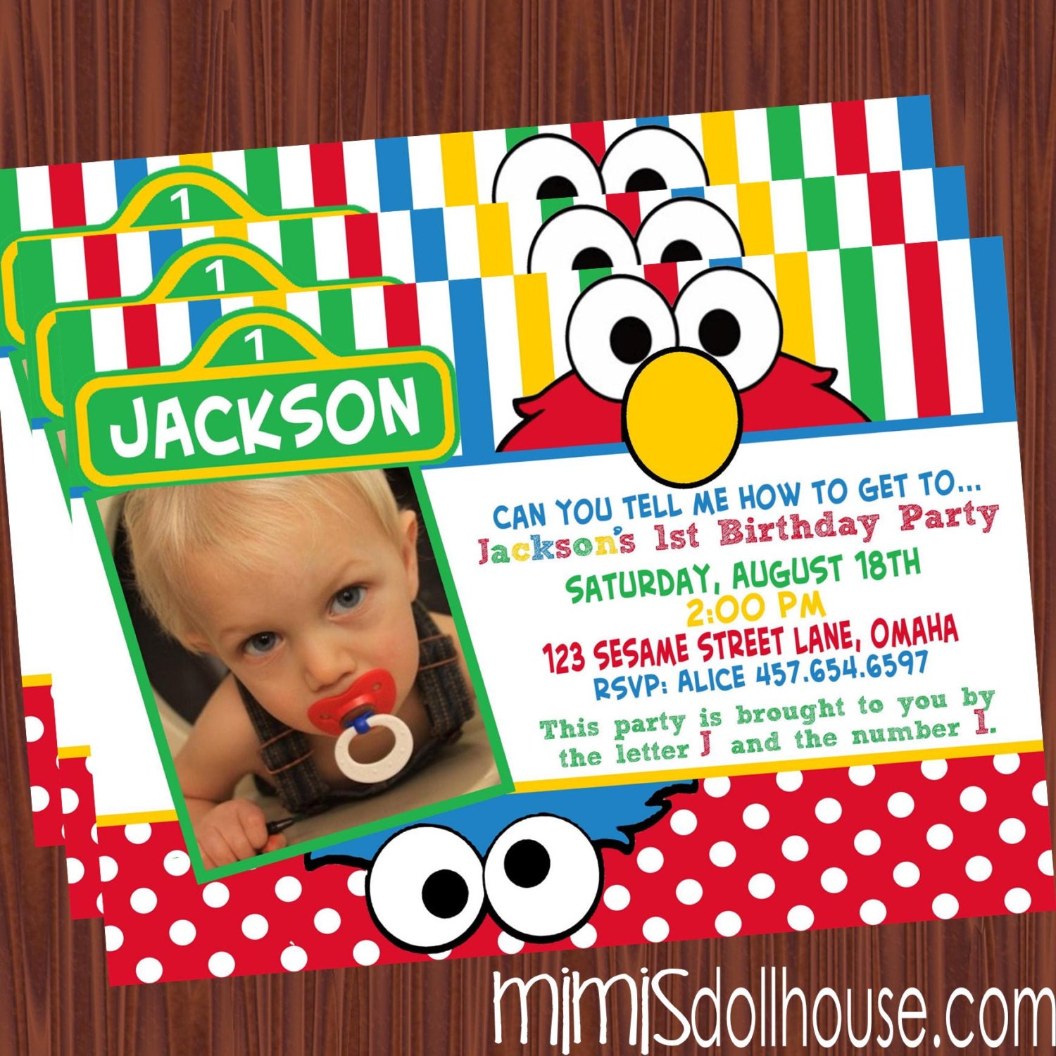 Elmo Invitation- Sesame Street Invitation- Birthday invitation PDF/JPEG Il_570xn