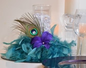 10 Peacock Feather Wedding Reception Centerpieces, Peacock Decorations, Teal and Purple Wedding, Peacock Event Decor, Peacock Christmas