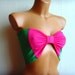 10% discount with code cvetinka10 Sport Bandeau Yoga Beach Bra Tube Top In Kelly Green And & Bright Neon Pink Bow CUSTOM MaDe