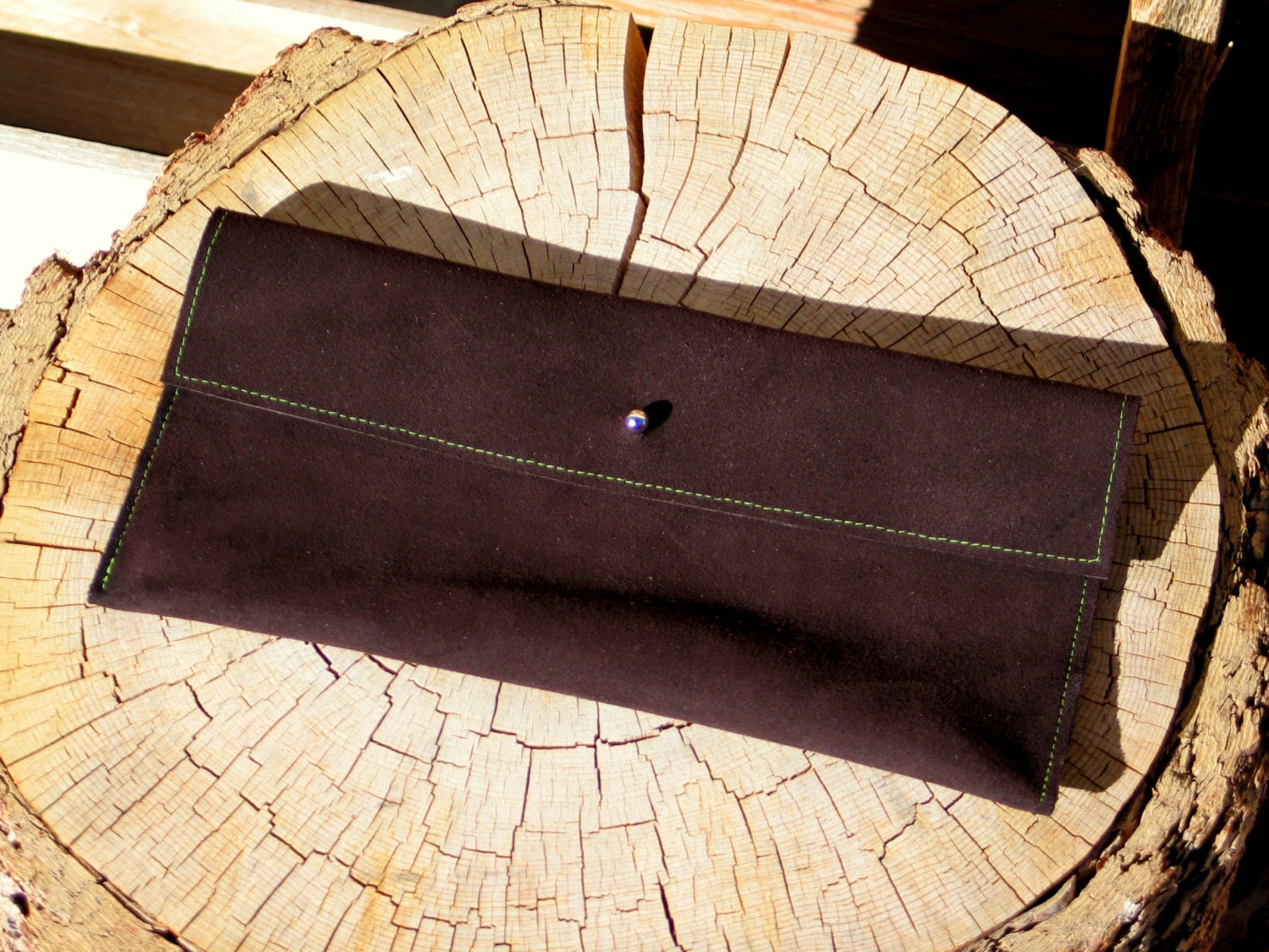 Suede Clutch in Brown-