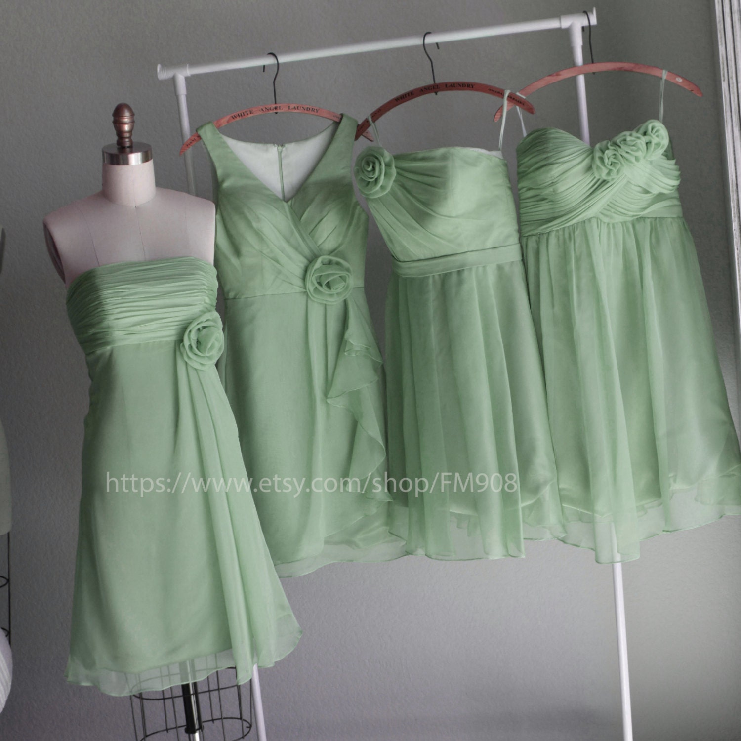 mix match style bridesmaid dresses / Romantic /pale pink / dresses /Fairy / Bridesmaid / Party dress/ wedding dress/ Bride (E002 MINT)
