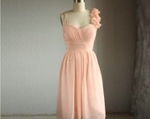 Wedding dress , chiffon party dress, bridesmaid dress, formal dress in Blush (B020)
