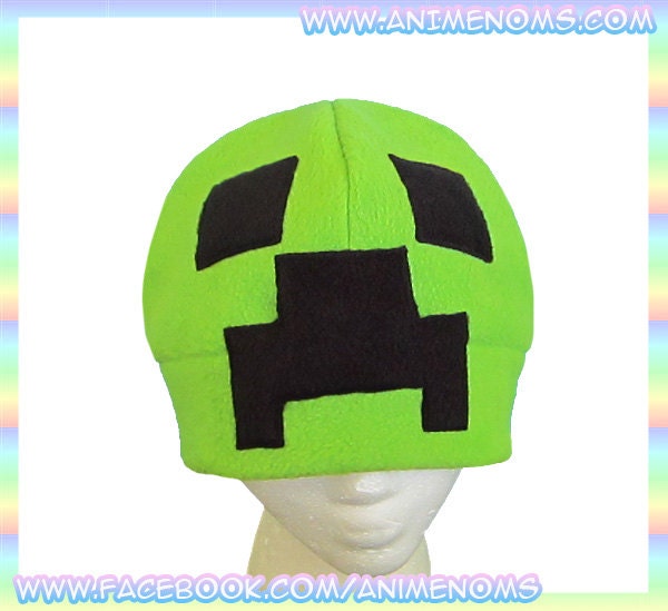 Minecraft Creeper Hat - Green Black Fleece Cosplay Geek Gamer Beanie Clothing Quality Anti-Pill
