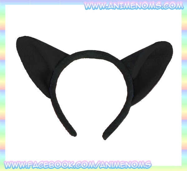 Ninja Black Kitty Cat Ears Headband - 1/2" Flexible Band AntiPill Fleece Child Teen Adult Neko Geek Summer Cute Kawaii Anime Cosplay Animal