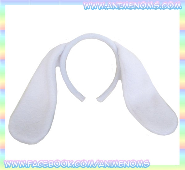 Ghost White Bunny Rabbit Ears Headband - 1/2" Flexible AntiPill Fleece Child Teen Adult Usagi Geek Summer Cute Kawaii Anime Cosplay Animal