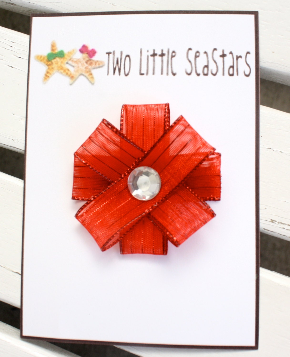 Baby hair clip - newborn hair clip - girl hair clip - adult hair clip - sheer red flower hair clip - 2 inches across
