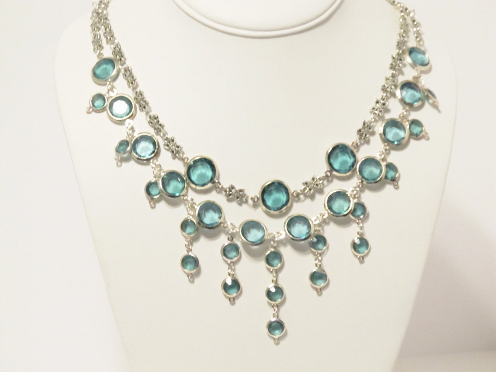 Romantic Aqua Blue Wedding Necklace