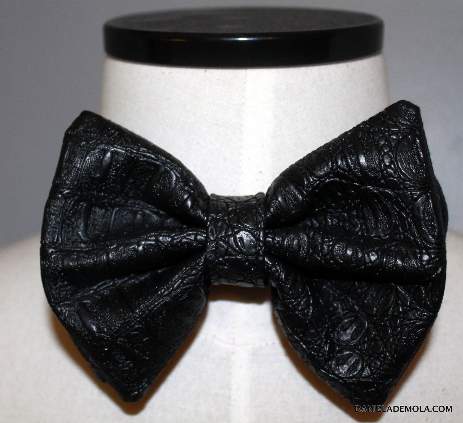 Embossed Faux leather Croc Bow Tie
