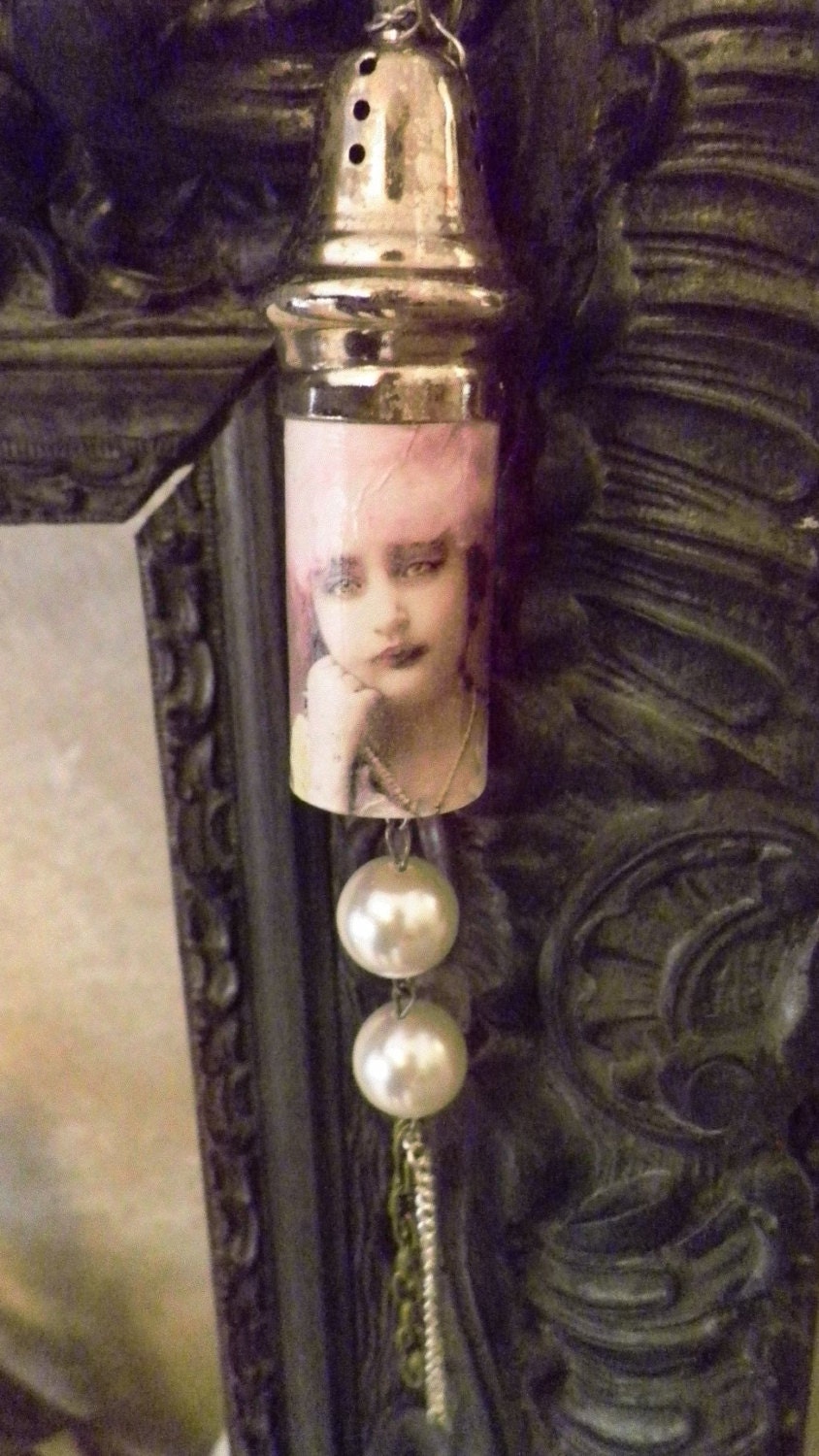 Repurposed assemblage necklace with rocker feminine mood