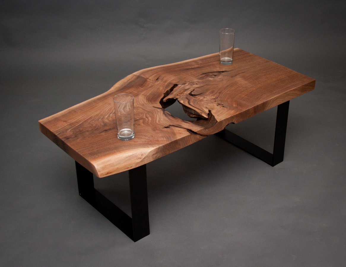 SOLD - Compact Black Walnut COFFEE TABLE - Natural - Rustic - Hardwood