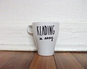 Reading Is SEXY Hand Illustrated Sharpie Art Mug Cup Funny Book Nerd Minimal Modern Contemporary Upcycle White Ikea Ceramic Gift
