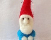 gnome Christmas ornament - needle felted wool tree ornament - in stock and ready to ship