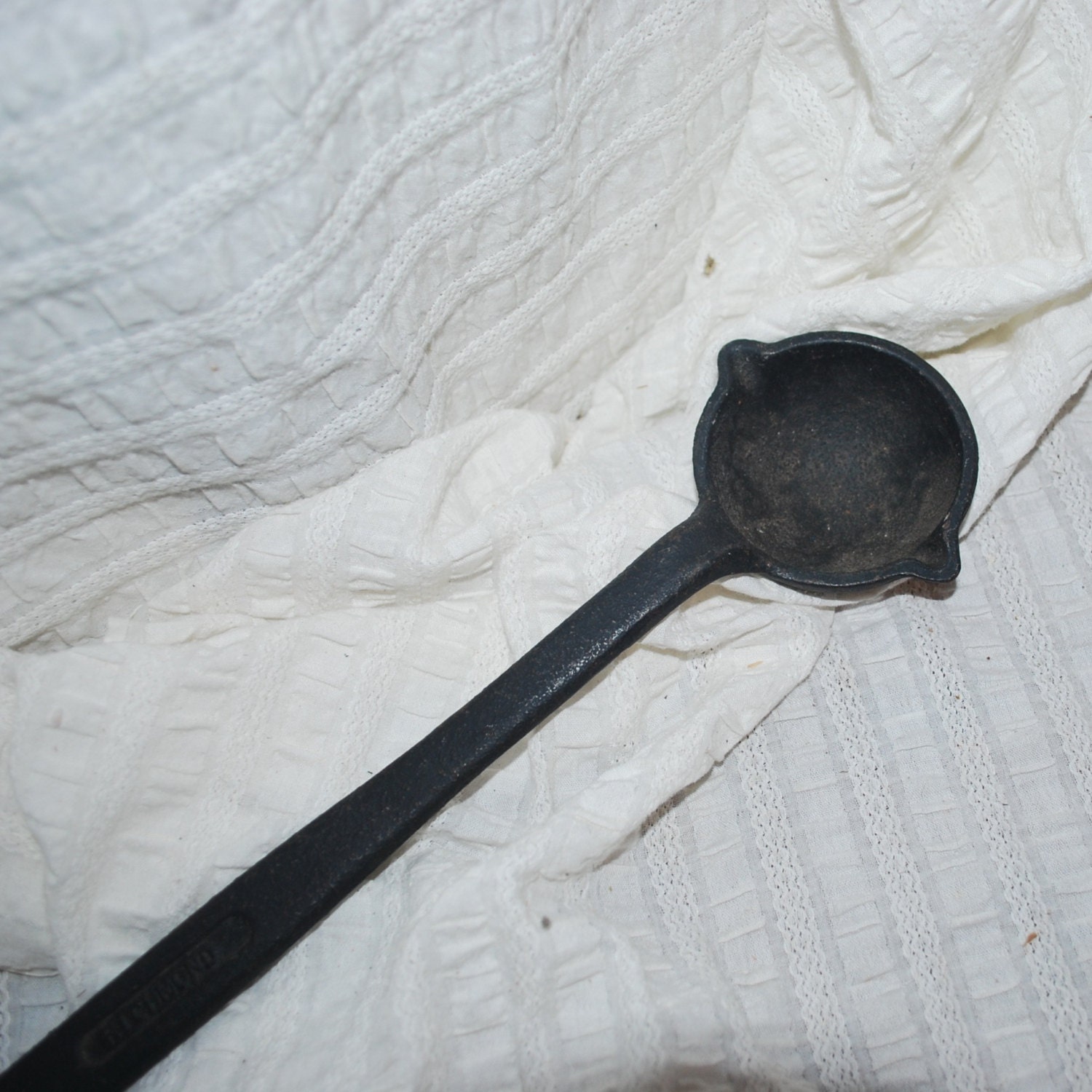 Vintage cast iron smelting ladle blacksmith tool old by cipmunk