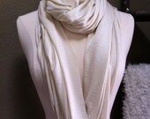Ivory Cream Infinity Scarf Jersey Knit