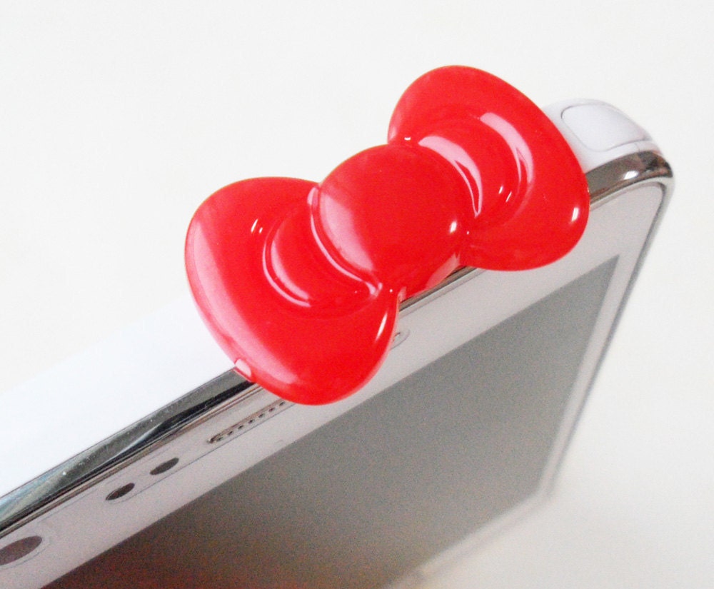 Big bow dust phone plug - RED