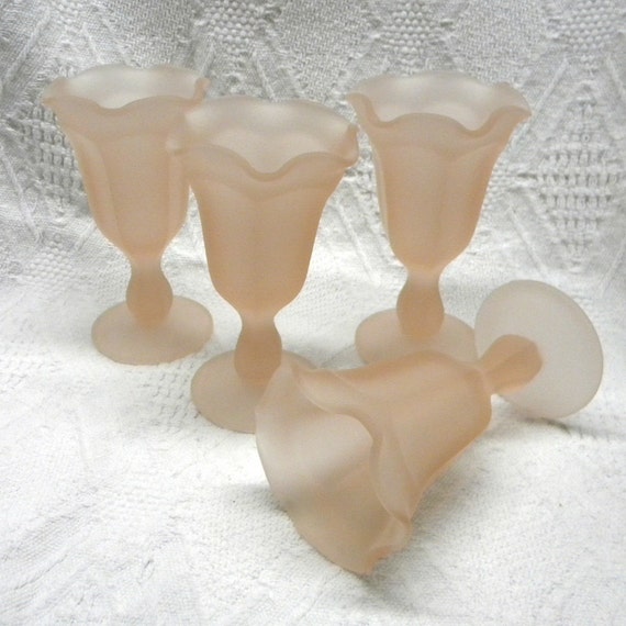 Vintage Frosted Pink Sherbet Glasses Set Of By Northerntraders