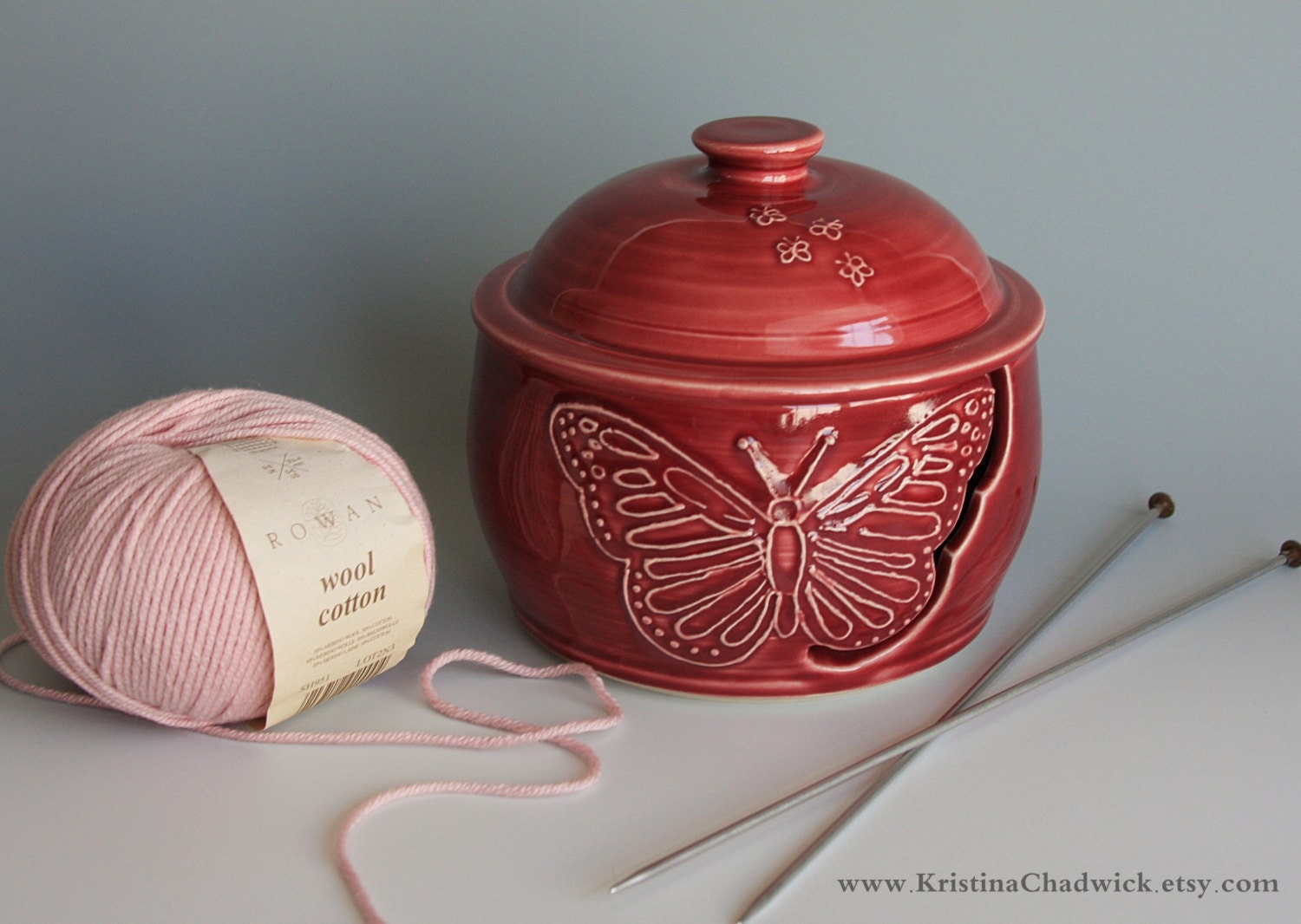 Lidded Yarn Bowl in Burgundy - Vogue Knitting LIVE NYC