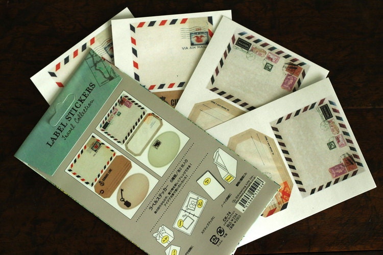 Label Stickers Set - Vintage Style - 6 Patterns, 4 Sheets, 12 Stickers