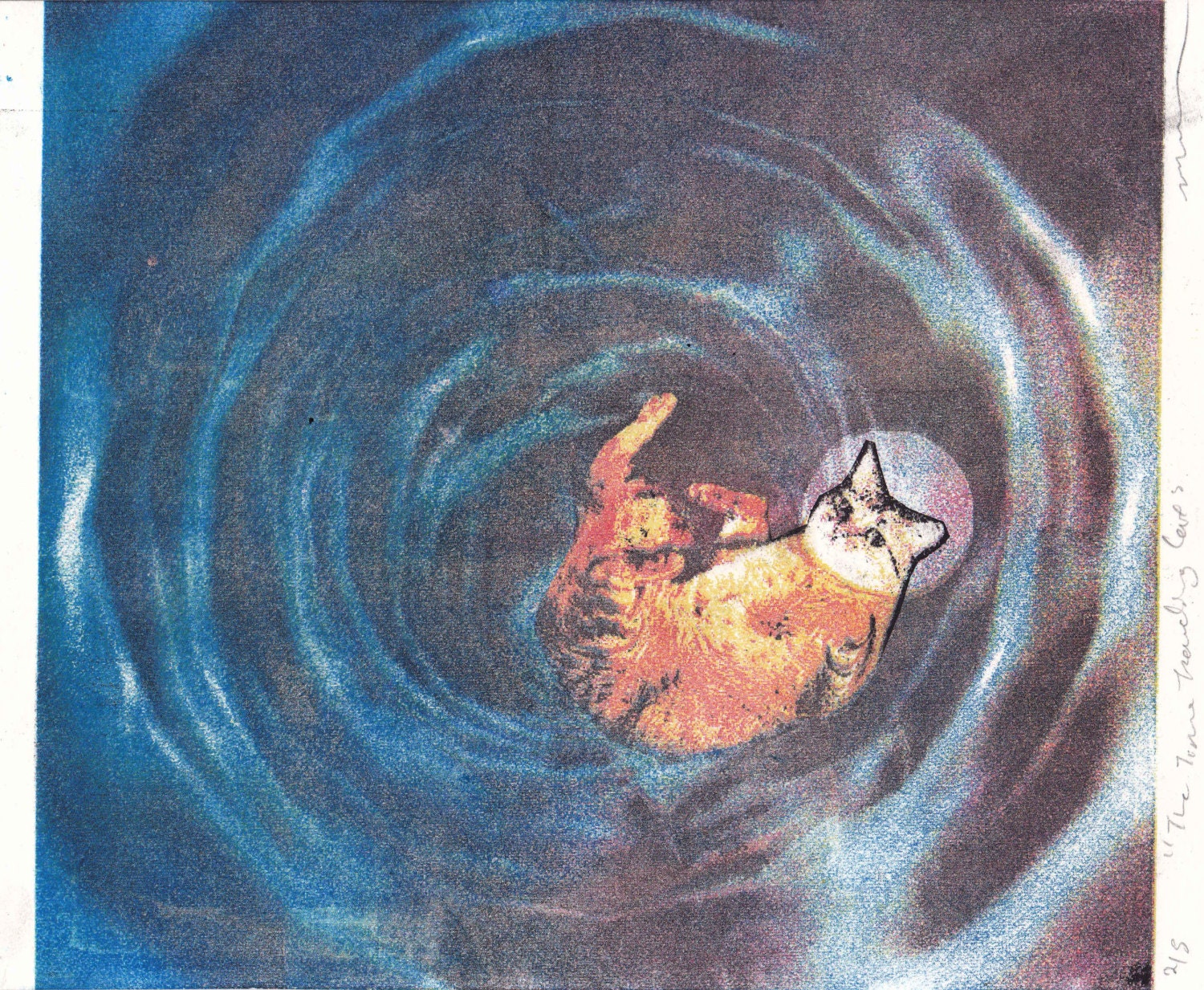 The Time Traveling Cat - Limited Edition Lithograph 8x10 Print