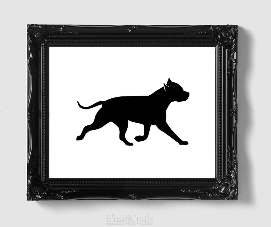 American Staffordshire Terrier Silhouette - Hand-cut Mounted on 8x10 Watercolor Paper