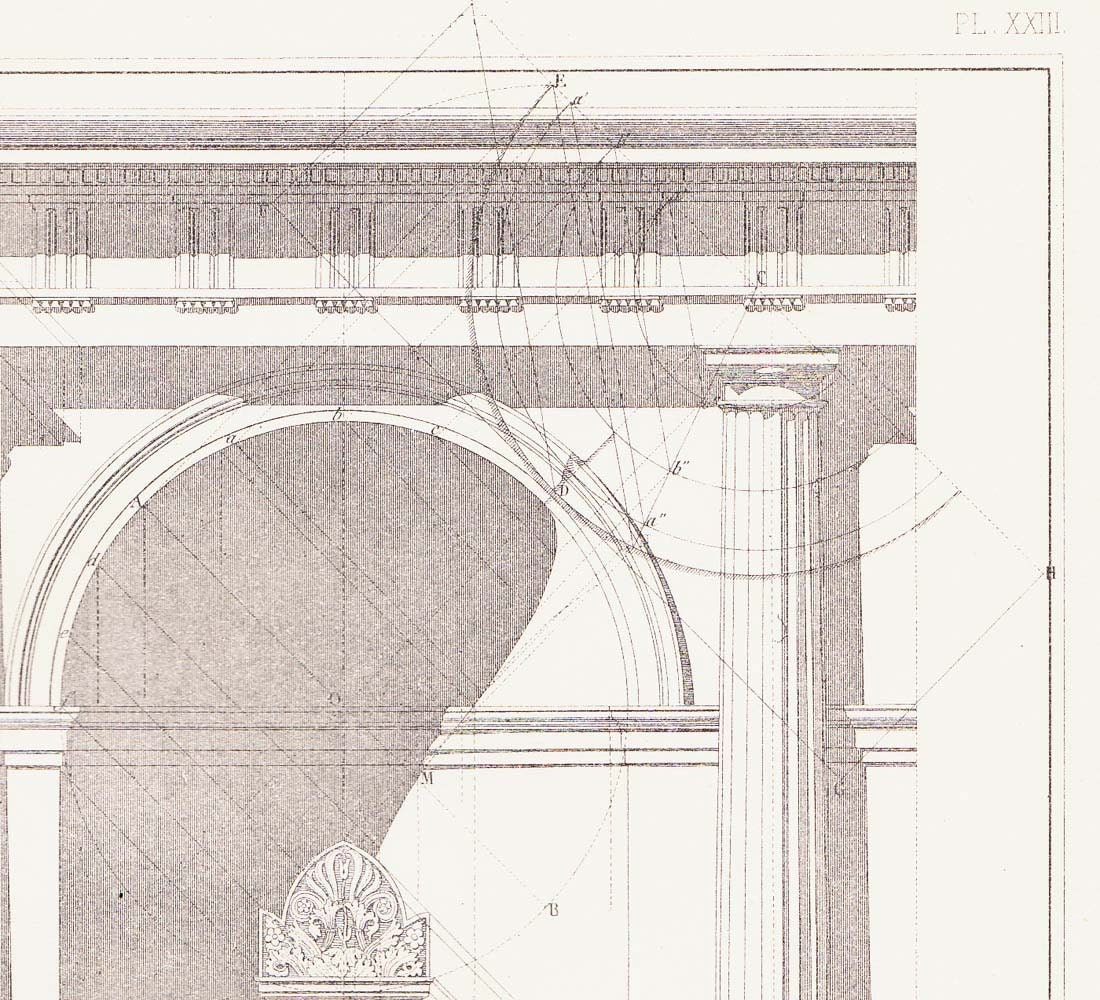 Doric Arcade with Pedestal Shadows Architecture Drawing, Vignola, Five Orders Art Print
