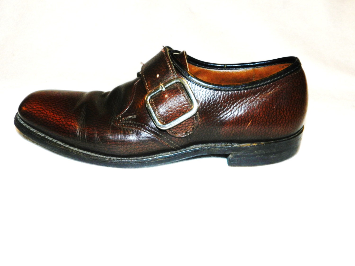 Vintage Leather Side Buckle Shoes - 8.5