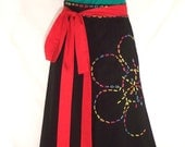 Black Apron with Rainbow Ribbon Detail with Red Sash