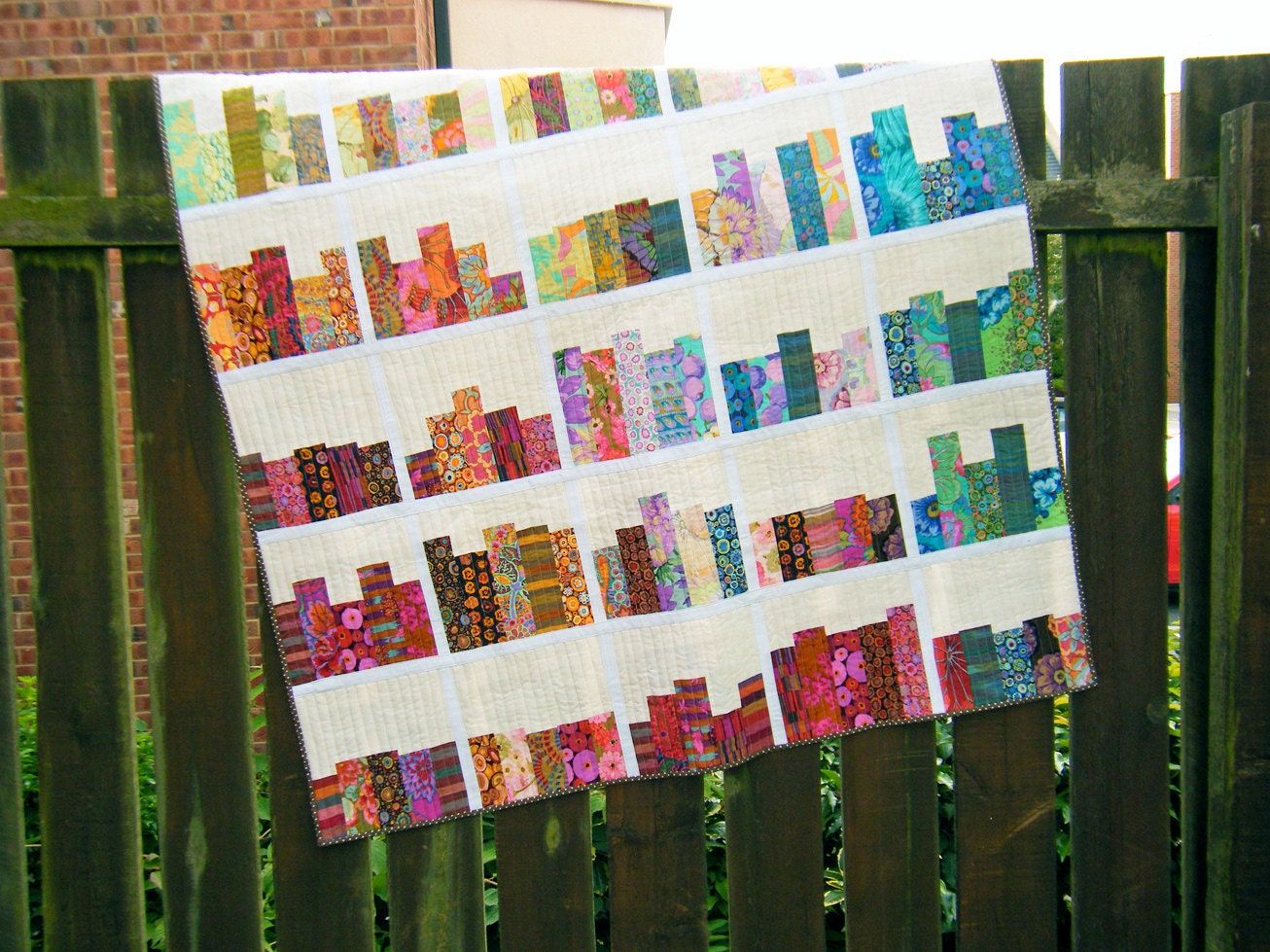 Bookshelf Quilt - Reversible - doublesided - different design on the back - Kaffe Fassett fabrics