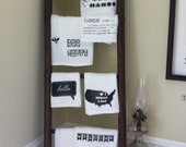PICK ANY TWO Flour Sack / Tea Towels Hand Screen-Printed in Black...great gift for a hostess, teacher or yourself :)
