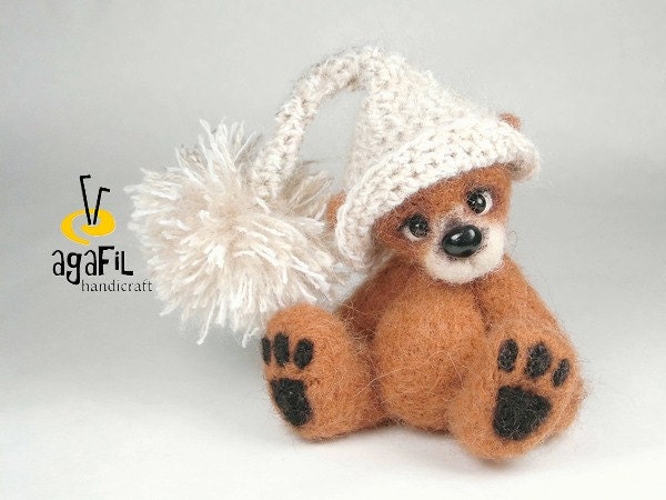 Collectible needle felted teddy bear Dogow. Artist Bear OOAK