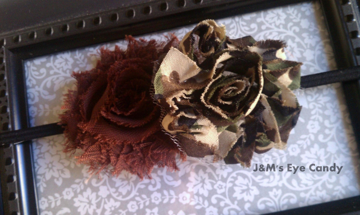 PRIDE-FREE SHIPPING-Duo Dark Camo Shabby Flower-headband-clip