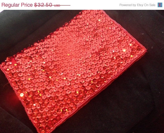 Vintage Red Sequins Walborg Collectible Clutch Purse 1950's 60's Mad Men Mod Hollywood Glam Accessories