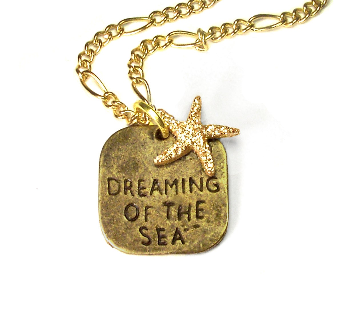 starfish necklace - starfish pendant - starfish jewelry - nautical necklace - nautical jewelry - nautical pendant - quote necklace - sea