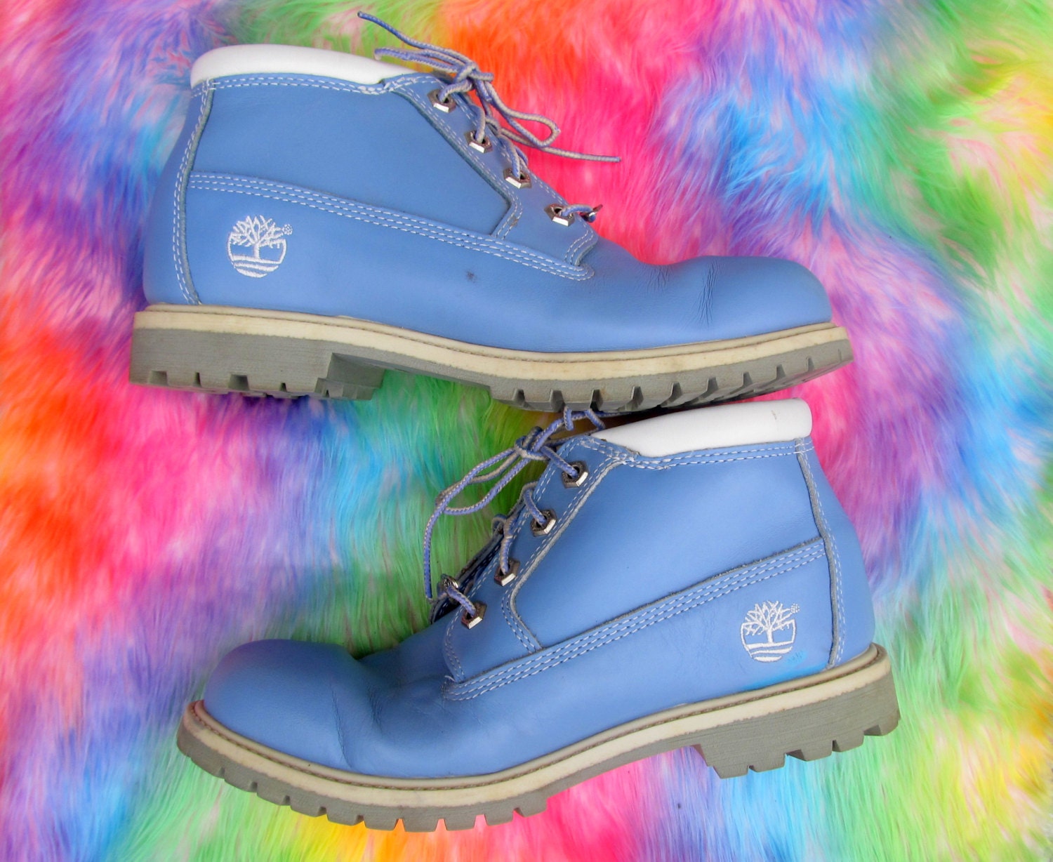TIMBERLAND Baby Blue Pastel Hip Hop Grunge 90's Work Boots 8.5