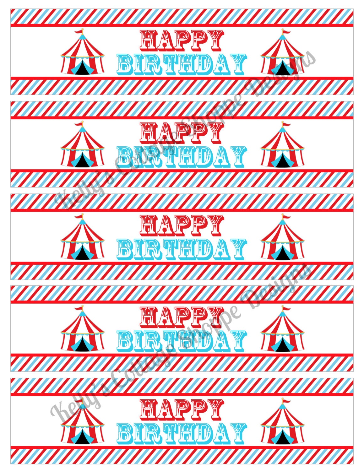Instant Download Circus Birthday Party Water Bottle Wraps Il_170x135