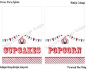 Printable Circus Birthday Party Labels.... Food Tags, Place Cards, Party Signs, Instant Download Il_170x135