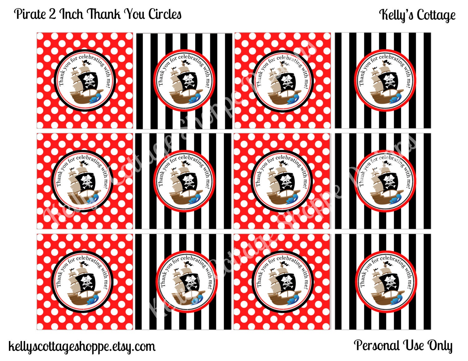 Instant Download Pirate Birthday Party 2 Inch Thank You Circles Il_170x135