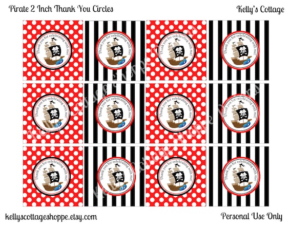 Instant Download Pirate Birthday Party 2 Inch Thank You Circles Il_570xn