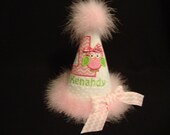 Personalized Owl 1St Birthday Hat Custom 1 thru 9 Machine Embroidered Girls Toddlers Lime GreenChervon Pink Birthday Gift 1St Birthday Photo