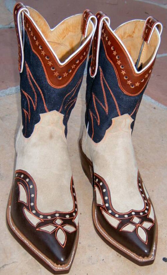 denim cowboy boots