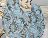 Keepsake Calico Paisley Aqua & Brown Bib