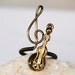 Violin Treble Clef Antique Bronze Wire Wrapped Adjustable Musical Charm Ring