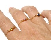 Evil Eye Ring, 14kt Gold Filled Chain, Evil Eye Charm, Delicate Gold Ring, Evil Eye Jewelry