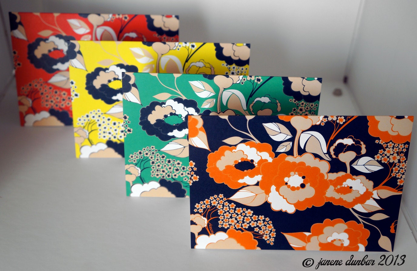 Blank Note Card Set - Beautiful Pop Graphic Patterns Set of 4 w/white envelopes
