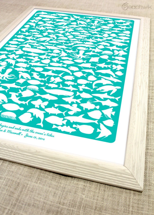 Beach Wedding Guest Book - The Beachwik - A Peachwik Interactive Art Print - 200 guest sign in - Destination, Beach & Ocean Weddings